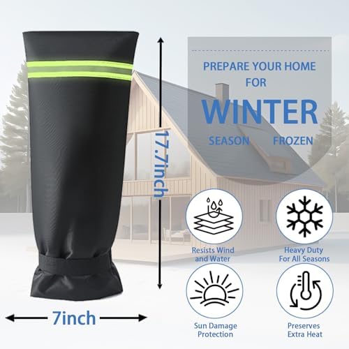 Outdoor Faucet Covers for Winter with Reflective Strips,Velcro Thickened Anti-Freeze Outdoor Tap Cover,Reusable Spigot Cover for Winter Freeze Protection Anti-Rust（17.7 * 7.1inch） 1pcs - Image 4