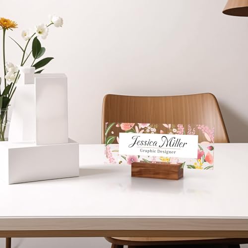 Personalized Acrylic Desk Name Plate with Walnut Wood Base - Image 2