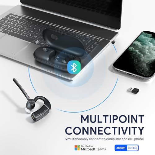 Yealink BH71 Pro Bluetooth Headset with USB-C/A Dongle, Teams Certified, Wireless Earpiece for Cell Phone,PC,Laptop,Noise Cancelling Microphone, Adjustable Ear Hook - Image 2