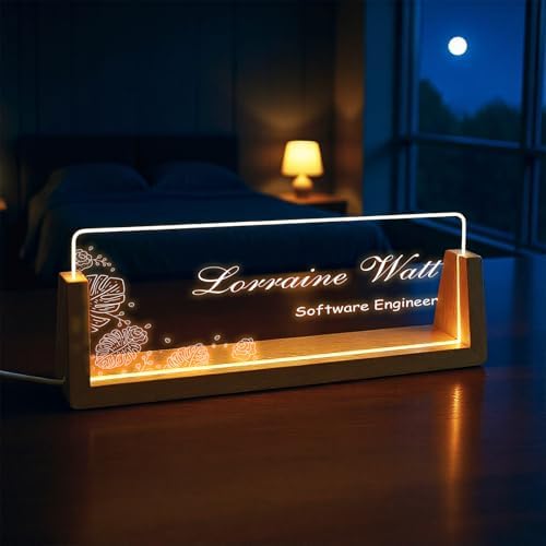 Custom Desk Name Plate,Light Up Acrylic Office Sign, Personalized Gift for Boss Coworker Teacher, Employee Appreciation Award, Home Office Decor - Image 4