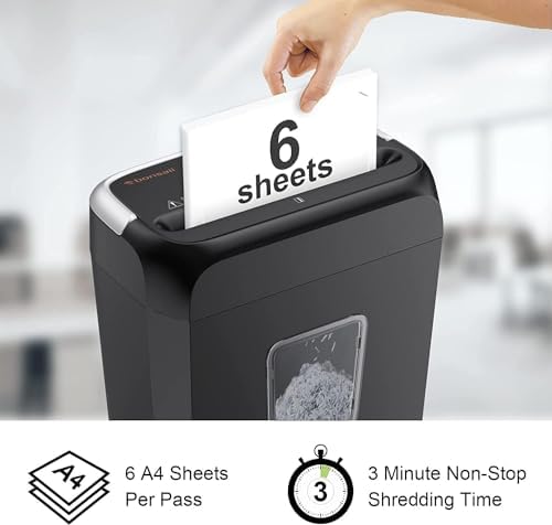 Bonsaii 6 Sheet Crosscut C237-B Paper Shredder for Home Office Use & 24 Pack Lubricant Sheets - Image 2
