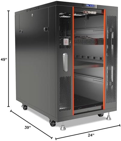 Sysracks 22U Floor Standing Rack Mount Server 39" Depth Deep Network Cabinet, Server Rack with Fan, Removable Side Panels, Locking Glass Door Computer Cabinet Enclosure Network Rack Case SRF 22.6.10 - Image 4