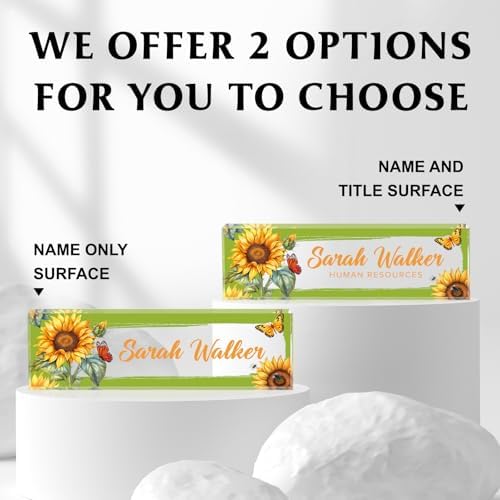 Custom Name Plate for Desk - Desk Name Plate Personalized - Acrylic Office Desk Accessories - Appreciation Gifts for Coworkers Employee Teacher Staff Boss - Office Decor for Women Men (Sunflowers C) - Image 2