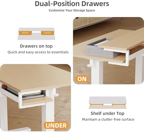 Seang Electric Standing Desk with 2 Drawers, 48 Inch, Natural - Image 4
