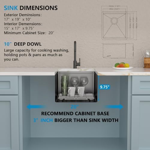 17"x19" Undermount Black Bar Prep Sink Workstation - Image 5