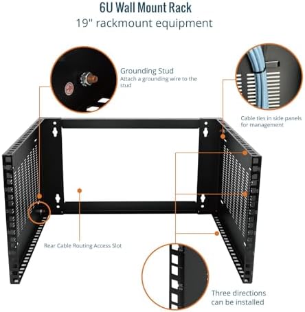 Tecmojo 6U Wall Mount Rack,6U Rack 14 inch Depth,19" Network Rack for Shallow Server and IT Equipment, Network Switches,Patch Panel Bracket,110lbs(50kg) Weight Capacity,Black - Image 4