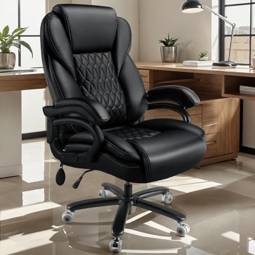 600lbs Big and Tall Office Chair with Pocket Spring Cushion, Heavy Duty Office Chair for Low Back Pain Relief, Large Executive Office Chair (Classic, Black with Gel Seat Cushion) - Image 2