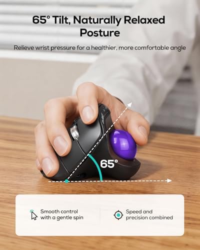 Nulea Wireless Ergonomic Vertical Trackball Mouse Thumb Control - Image 2