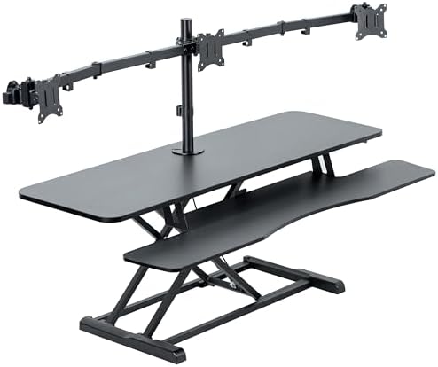 VIVO Black 48 inch Desk Riser with Triple Monitor Mount, DESK-KIT-48KB3C by VIVO