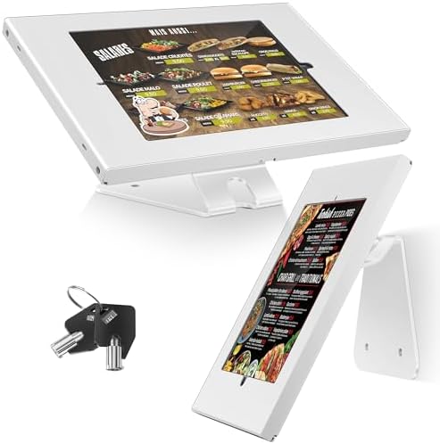 AboveTEK Anti-Theft Tablet Stand – iPad Locking & Security Stand, Countertop & Wall Mount POS Stand, 360° Swivel Kiosk Stand for iPad/iPad Air/iPad Pro – Ideal for Retail Business (White) by AboveTEK