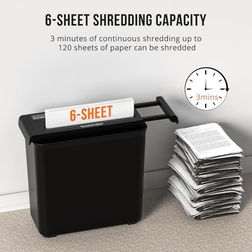 Suntiko 6-Sheet Strip Cut Portable Home Paper Shredder no Basket - Image 5