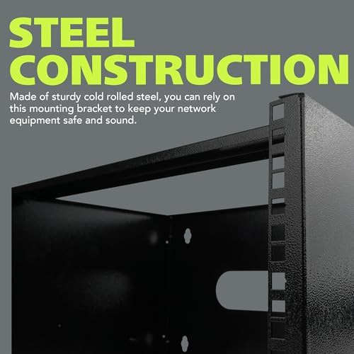 Pearington 6U Wall Mount Network Rack - 13.75 Inch Deep (Low Profile) - 19" Patch Panel Bracket for Shallow Server and IT Equipment, Network Switches - 44lbs/20kg Weight Capacity, Black (WALLMOUNT6) - Image 5