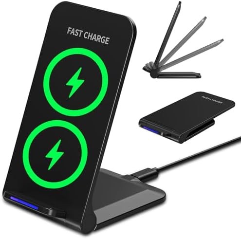Wireless Charger Stand, Foldable, 15W Fast Wireless Charging Station Compatible with iPhone 17 16 15 14 13 12 Pro Max, Phone Charger Dock for Samsung Galaxy S26 S26+ S25 S24 S23 S22 Note 20 & Android by ALYNIC