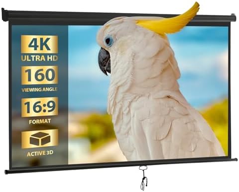 SUPER DEAL 100'' 16:9 HD Projection Screen Foldable Anti-Crease Portable Projector Movie Screen Manual Pull Down for Home Theater Presentation Education Outdoor Indoor Public Display, Black by Superdeal