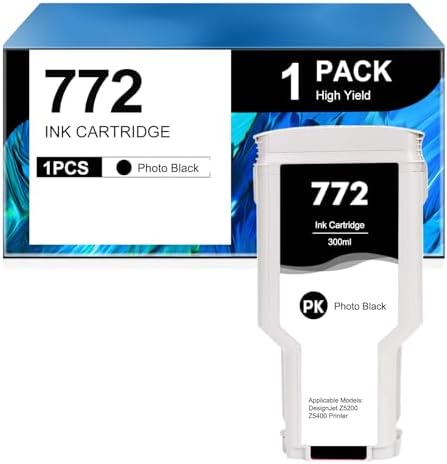 772 Photo Black Ink Cartridge Replacement for 772 CN633A Ink Compatible for DesignJet Z5200 Z5400 Printer,1 Pack, 300ml by Aulay