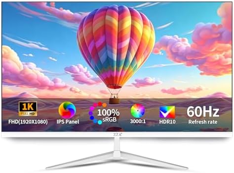 ZZA 32 Inch Flat Computer Monitor 60Hz, FHD 1080p VA Panel, Borderless Display, Supports AMD FreeSync, HRD10, 100% sRGB, HDMI and VGA Ports, Supports Wall Mounting (100mm × 100mm), White by ZZA