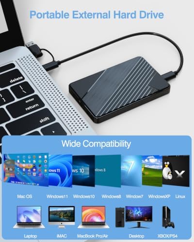 1TB External Hard Drive,USB 3.0 and USB-C Storage Expansion Mobile HDD - Image 3