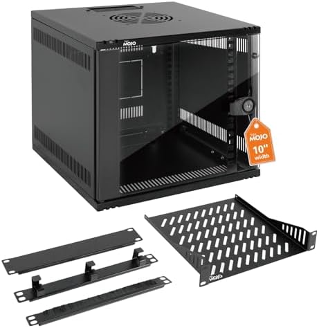 Tecmojo 6U 10 inch Rack, Wall Mount Network Cabinet Set,12.3W x 13D x 11.8H- Load Capacity 110Lbs(50 kg),Black 10" Wall Housing Server Rack Set by Tecmojo