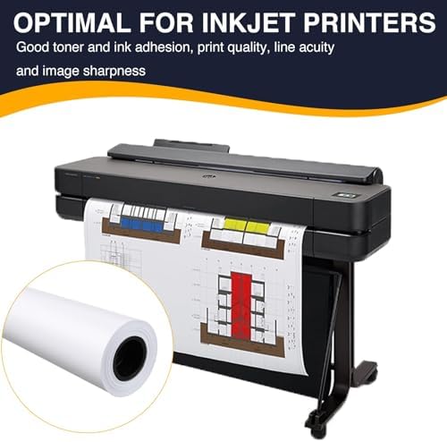 VOISEN Wide Format Paper, 2 Rolls Plotter Paper 24 In x 150 Ft - Image 5