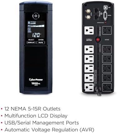 CyberPower CP1500AVRLCD Intelligent LCD UPS Battery Backup - Image 3