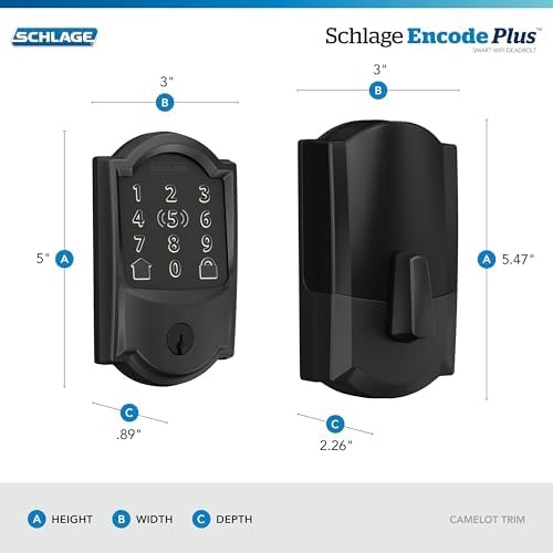 Schlage Encode Plus Smart WiFi Deadbolt Lock, Tap to Unlock, Matte Black - Image 3