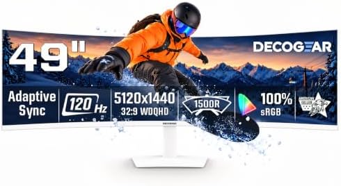 Deco Gear 49" Super Ultrawide Curved Monitor, 5120x1440, 5K2K, 120Hz, 32:9 by DecoGearUSA