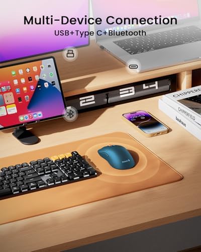 ProtoArc EM15 USB C Mouse, Tri-Mode Bluetooth Mice for Laptop, Blue - Image 2