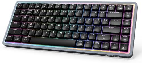 Air75 Low Profile Wireless Mechanical Keyboard, 75% Aluminum Frame, Hot Swappable, PBT Keycaps, RGB Backlit, Bluetooth/2.4GHz/USB-C, Gaming Keyboard with Web Driver for Mac Windows (Black) by NSYCA