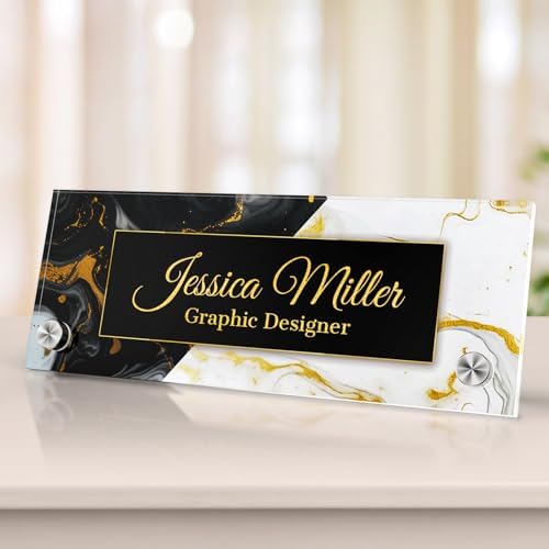 Personalized Acrylic Office Desk Name Plate with Standoff Barrels by nyareka