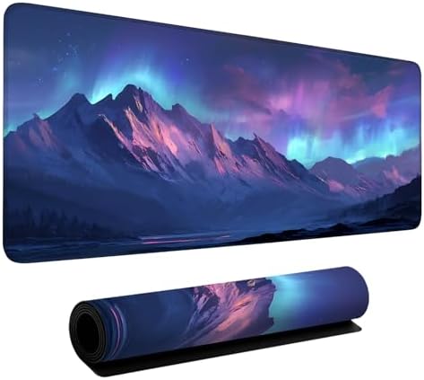 Aurora Gaming Mouse Pad 35.4"x15.7" Large Extended Pad Desk Mat Anti-Slip Rubber Base & Durable Stitched Edges for Gamers Smooth Mouse Pad Writing Surface for Desk Office/Home by LEIWEIHOPE