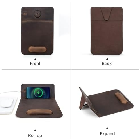 Hiram Premium Crazy Horse Leather Mouse Pad with 15W Wireless Charging - Ergonomic Wrist Rest, Waterproof, and High-End Cowhide Touch(9inx13in) - Image 6