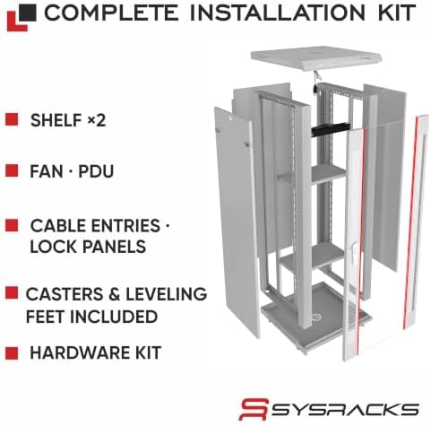 Sysracks 18U Wall Mount Server Rack Cabinet, 18-Inch Deep, Gray - Image 3