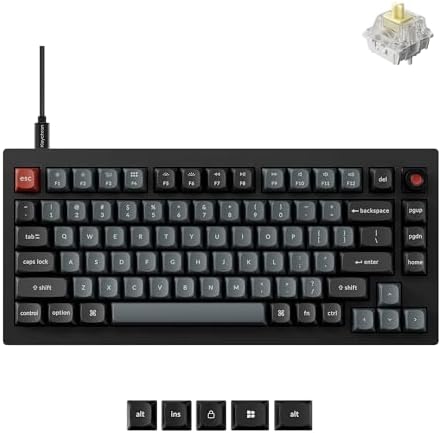 Keychron V1 8K Custom Mechanical Keyboard, 75% Wired Layout, Ultra-Low Latency 8000Hz, QMK Programmable, Hot-Swappable Banana Switches, RGB, for Gamers and Typists, Compatible with Mac/Windows/Linux by Keychron