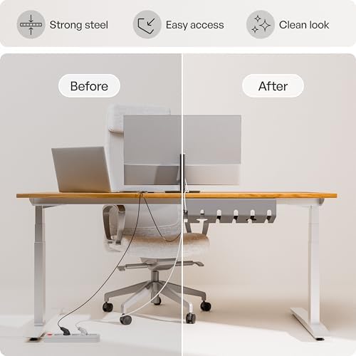 PAMO Cable Management Under Desk, Set of 3 - Grey/Silver - Image 4