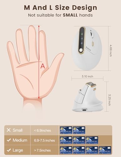SABLUTE Ergonomic Vertical Wireless Mouse with 3-Device Switching MAM4 - Image 4