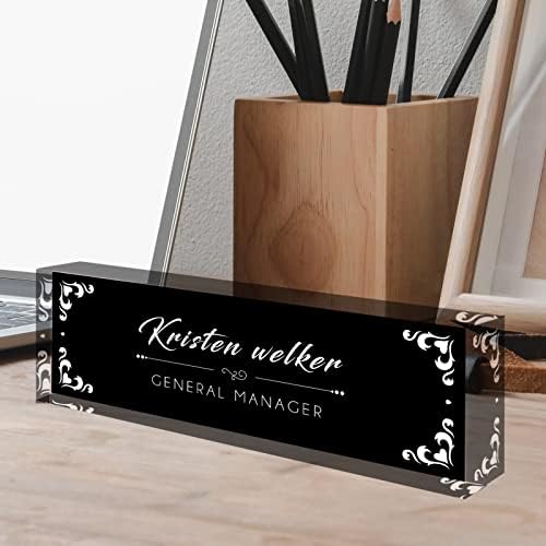 Desk Name Plate Personalized, Custom Name Plates for Desks, Office Desk Decor, Unique Clear Acrylic Glass Block, Personalized Office Gifts for Women Men Boss Teachers Coworkers Appreciation Gifts - Image 4