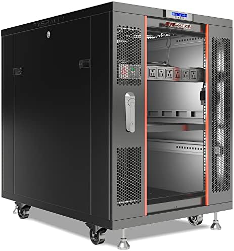 18U Server Rack Cabinet, 39" Deep, Glass Door, 19-Inch by SYSRACKS