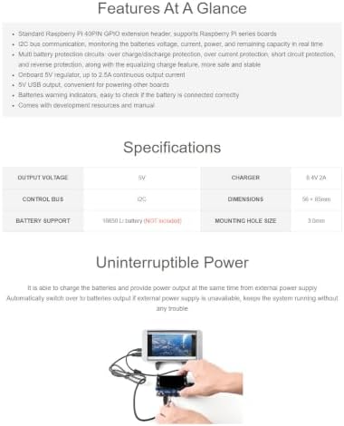 Waveshare UPS HAT Compatible with Raspberry Pi 5V Uninterruptible Power Supply Multi Battery Protection Circuits Charge and Power Output at The Same Time - Image 4