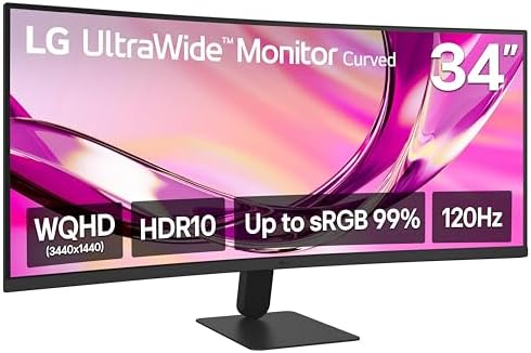 LG 34U60ZB-B 34-inch UltraWide WQHD 120Hz HDR10 1800R Curved Monitor, Black by Unknown