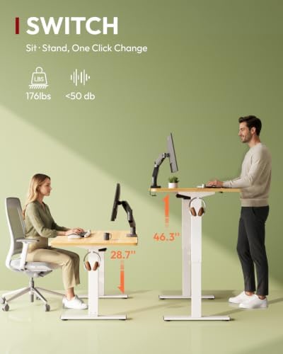SANODESK One-Piece 48 x 24'' Electric Height Adjustable Standing Desk - Image 2