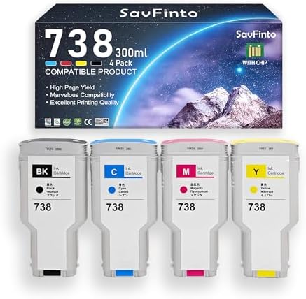 738 Ink Cartridge 738XL High Capacity Compatible with HP T850 T950 Printer by SavFinto