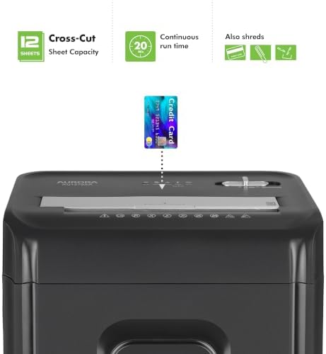 Aurora AU1270XA Professional Grade 12-Sheet Security P-4 Cross-Cut Paper and Credit Card/ 20 Minutes Continuous Run Time Shredder - Image 2