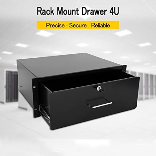 Drawer Server Cabinet Case 19 Inch Locking Rack Mount DJ Lockable Deep Drawer with Key (4U) - Image 2
