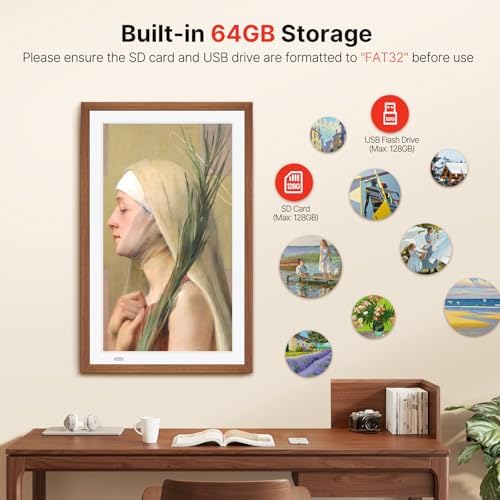 Uhale 21.5 Large Digital Picture Frame 64GB Photo Frame WiFi Remote Control - Image 4
