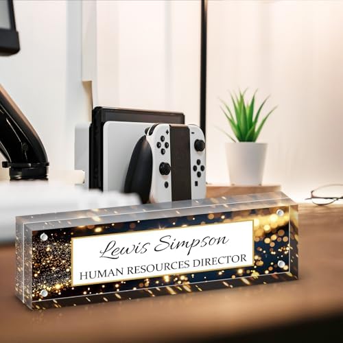Desk Name Plate Personalized, Desk Double sided pattern Name Plate Personalized Office Desk Decor for Women and Men, Teacher Nurse Boss Employee Appreciation Gifts (starry sky, gift box) - Image 4