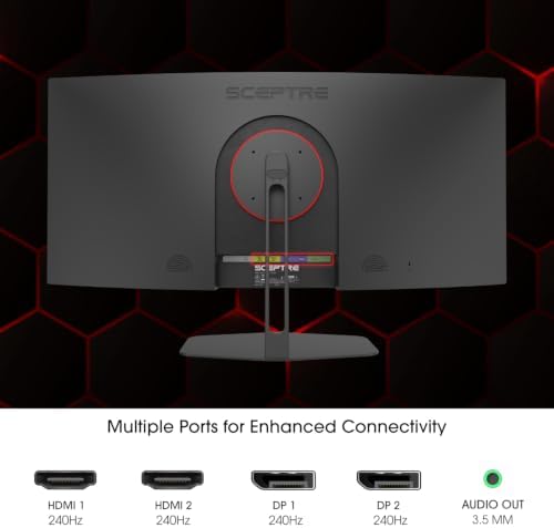New! Sceptre Curved 34-inch Prime Gaming Monitor 3440 x 1440 up to 240Hz 1500R 1ms 100% sRGB DisplayPort x2 HDMI x2 Build-in Speakers, Machine Black 2027 (C345B-QU240T Series) - Image 6