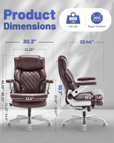 800LBS Big and Tall Office Chair for Heavy People, Heavy Duty Executive Chair with High Back, Extra Wide Seat and Adjustable Lumbar, Large Computer Desk Chair Comfortable for Home Office - Image 2
