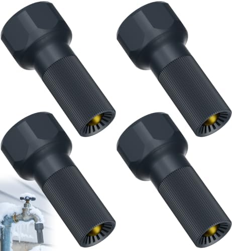 3/4-Inch Thread Faucet Freeze Protection Valve, Freeze Proof Faucet Cover for Outdoors, Winter Frost Proof Auto Temperature Control for Garden, Lawn & Yard Spigot, Black, 4 Pack by Mokeyder