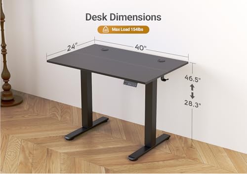 Seang Electric Standing Desk Adjustable Height, 40 x 24 Inch Stand up Desks, 3 Memory Presets & Cable Management Sit Stand Desk for Home Office Computer Workstation, Black Frame/Black Top - Image 3