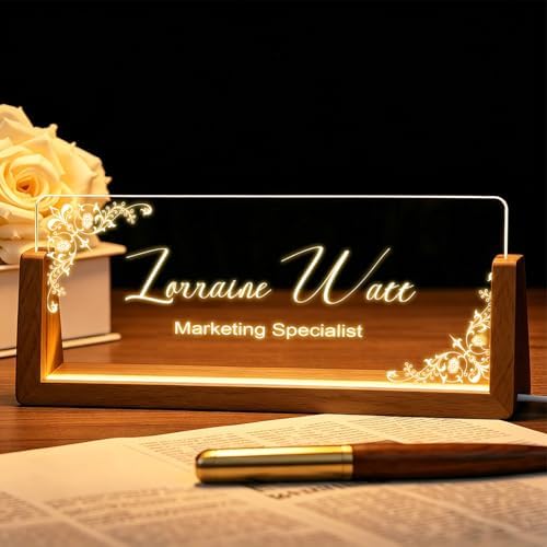 Desk Name Plate Personalized with LED Light - Custom Name Plate for Office Decor, Professional Appreciation Gifts for Bosses, Coworkers, Teachers, Men & Women by Unknown